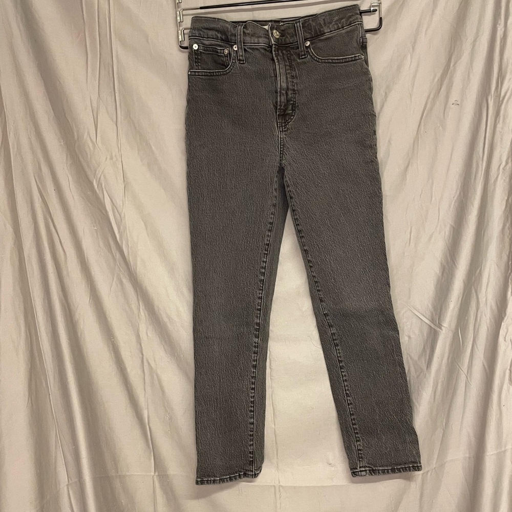 Madewell Dark Gray Acid Wash Skinny High-Rise Jeans